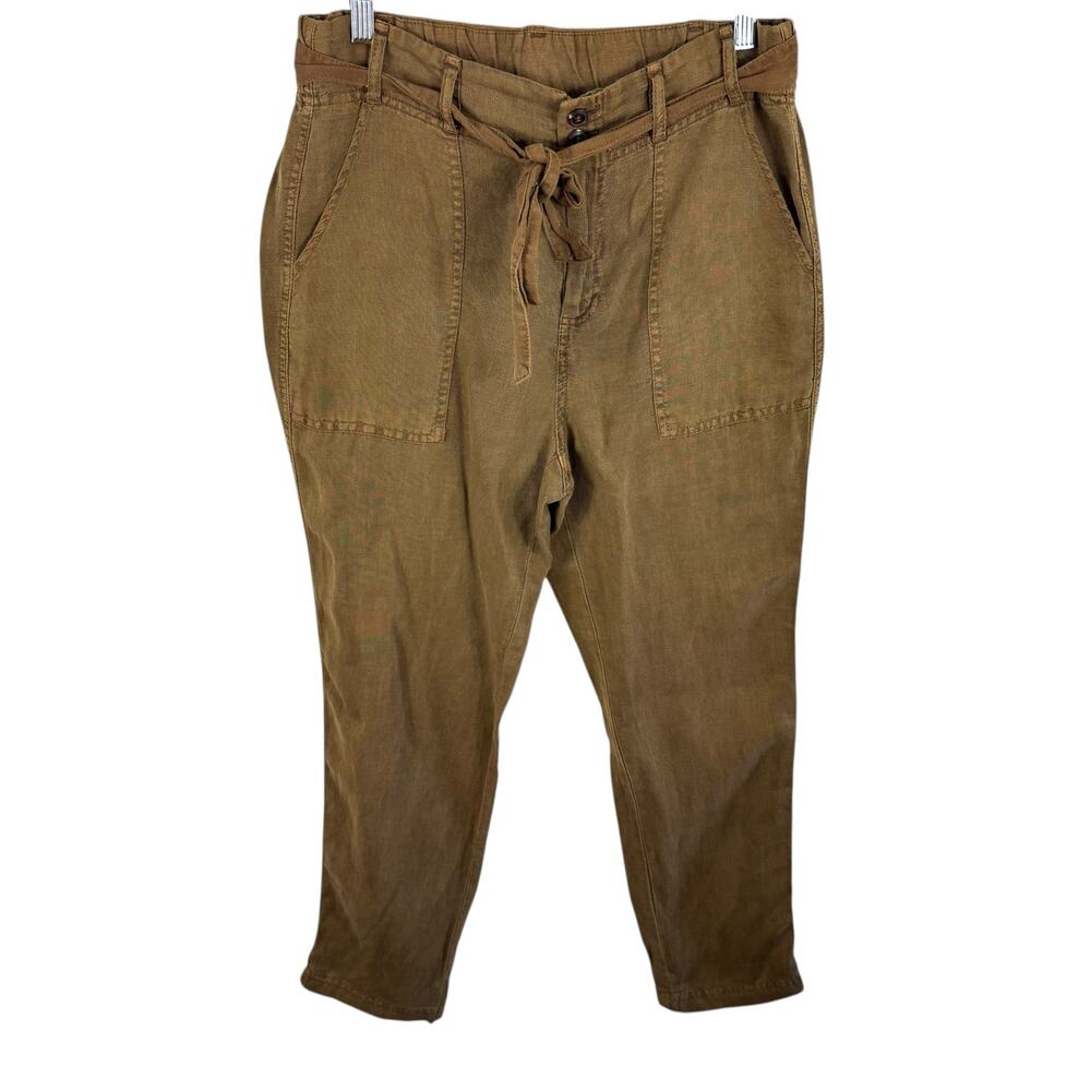 C & C California Camel Brown Linen Lyocell High Rise Woven Casual Pants Size S